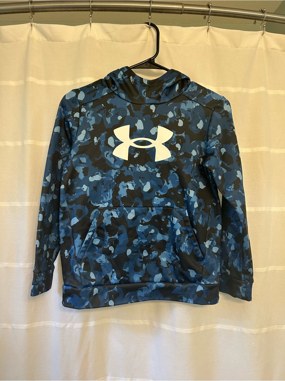 Under Armour Blue Camo Hoodie with White Logo